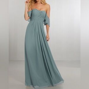 Mori Lee Boho Chic Chiffon Gown. Slate. 12